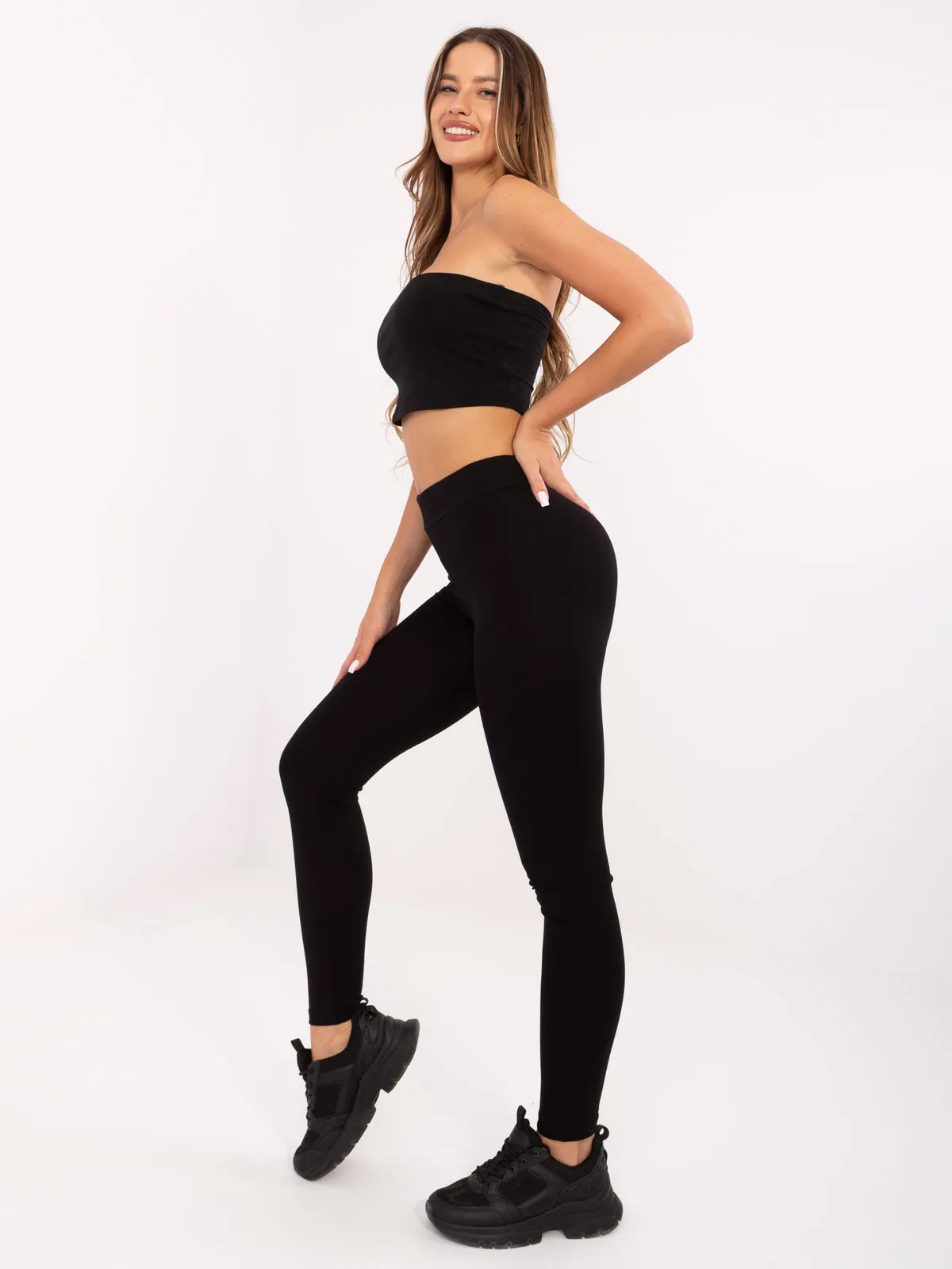 Czarne legginsy high waist BASIC FEEL GOOD - zdjęcie 4