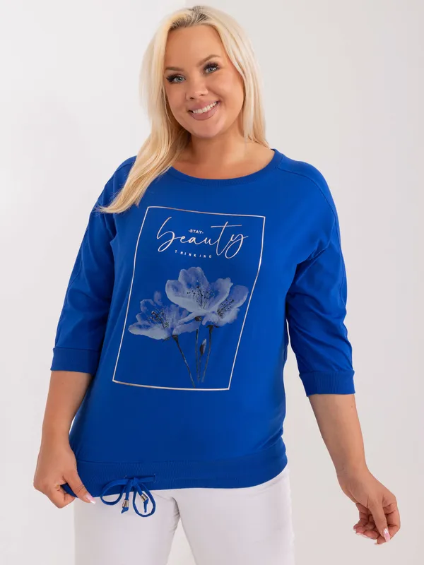 Casualowa bluza z nadrukiem i ściągaczem - widok 2