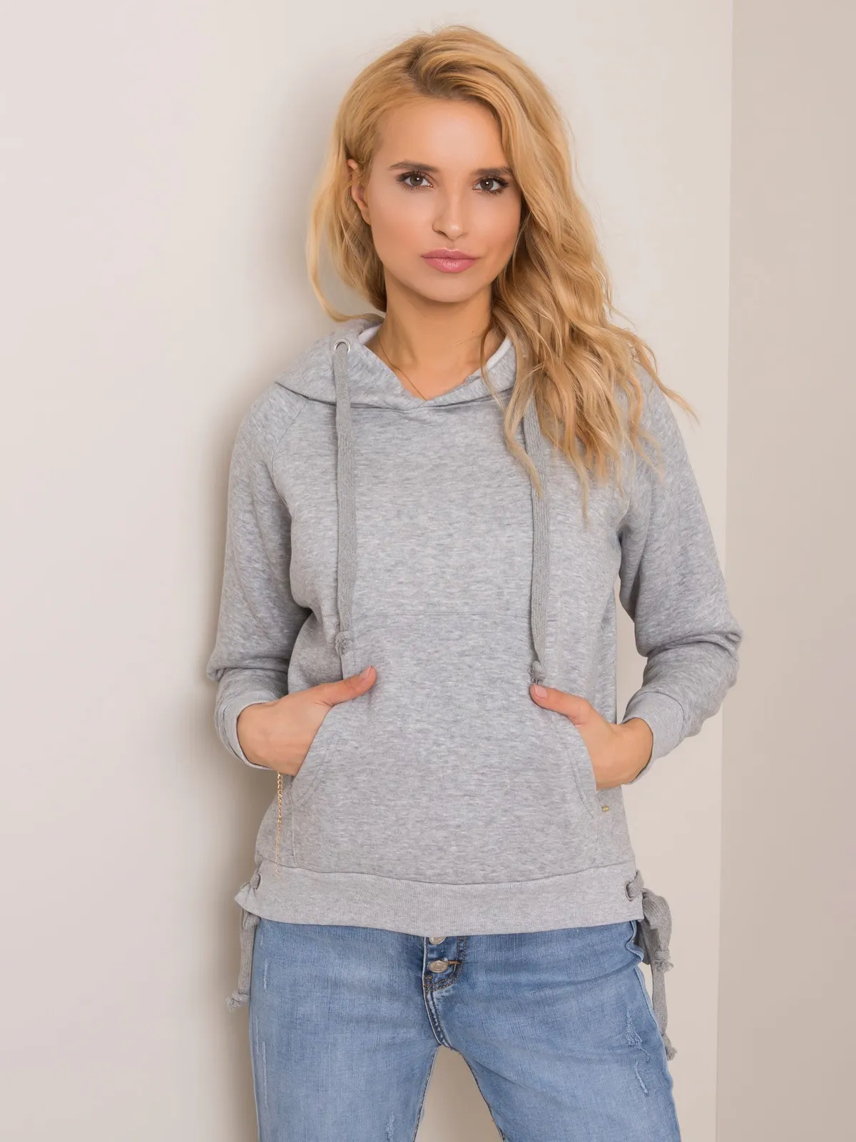 Bluza kangurka z kapturem szara - zdjęcie 3