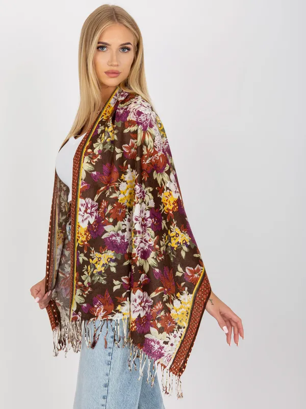 Kwiecista chusta w stylu boho z frędzlami - widok 2