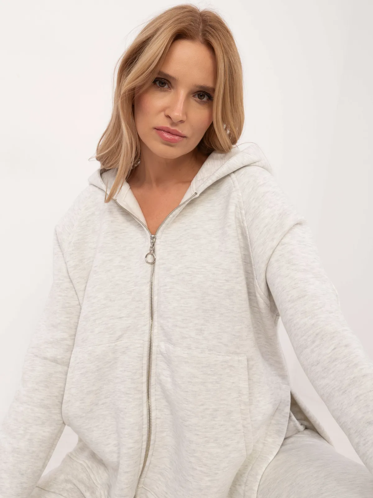 Komplet dresowy z rozpinaną bluzą oversize - zdjęcie 1