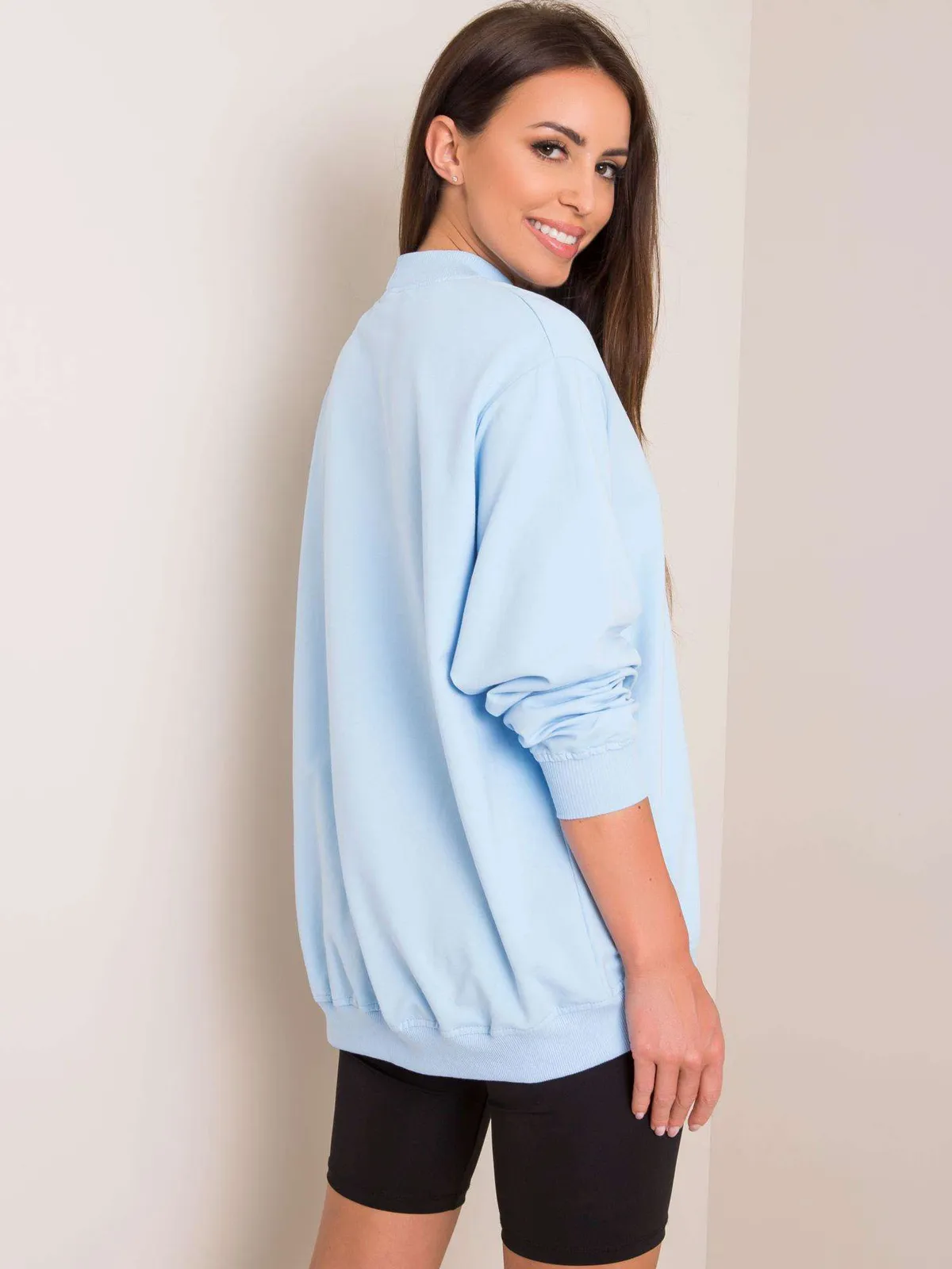 Granatowa bawełniana bluza basic - zdjęcie 2