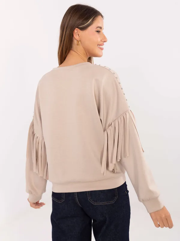 Bluza oversize z frędzlami i ozdobnymi nitami