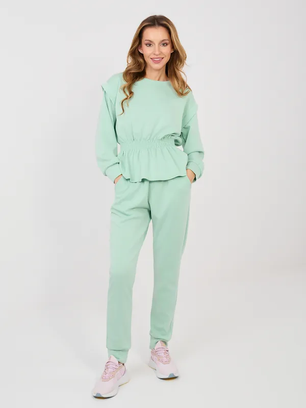 Bluza dresowa z taliowaniem i baskinką