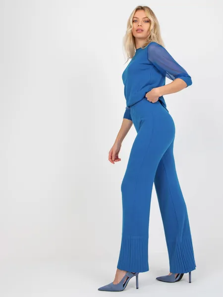 Ciemnożółte szerokie spodnie dzianinowe high waist