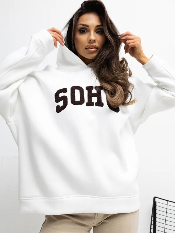 Bluza oversize z kapturem i nadrukiem typu varsity