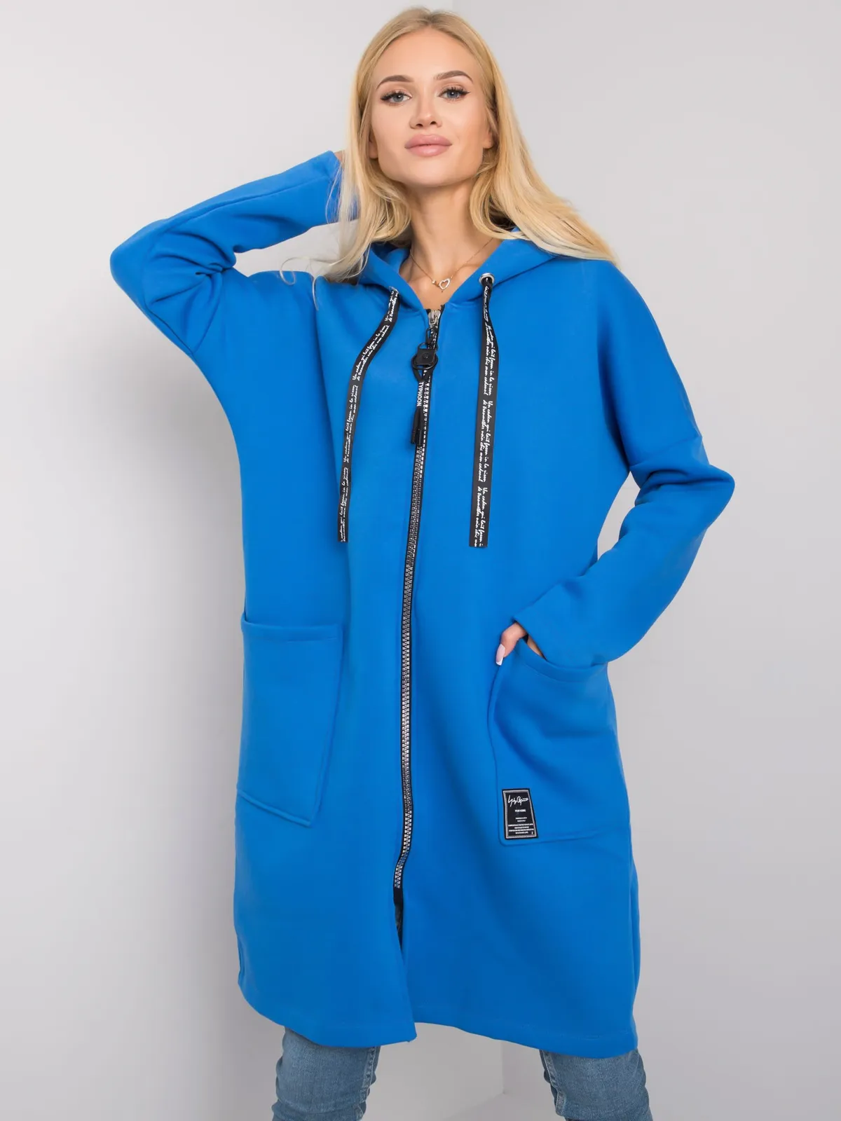 Ciemnoniebieska bluza damska rozpinana - zdjęcie 4