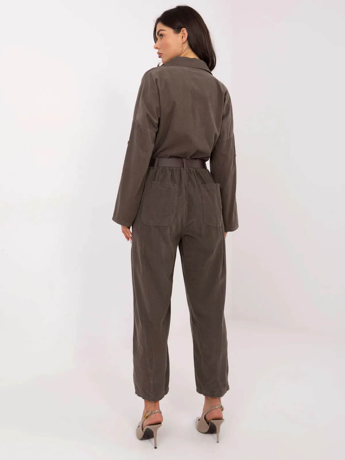 Spodnie typu paperbag z wysokim stanem - zdjęcie 1