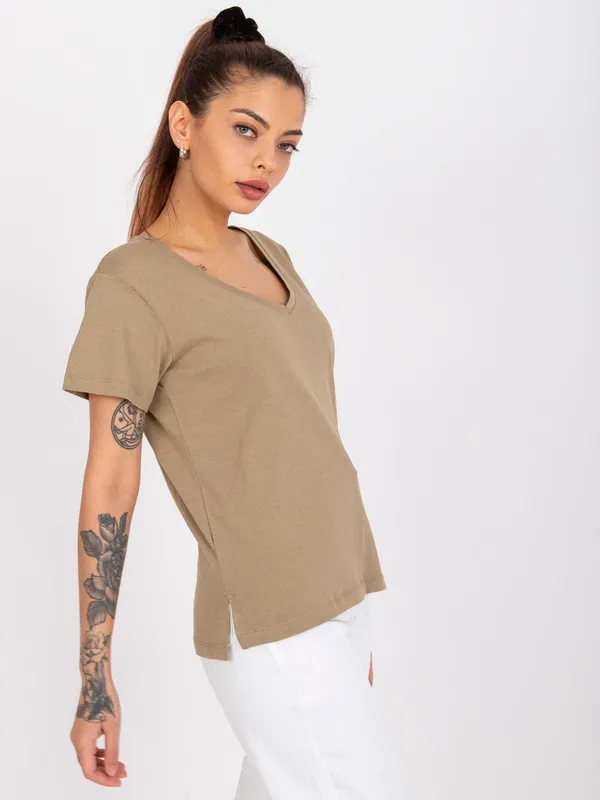 Klasyczny T-shirt z dekoltem w serek