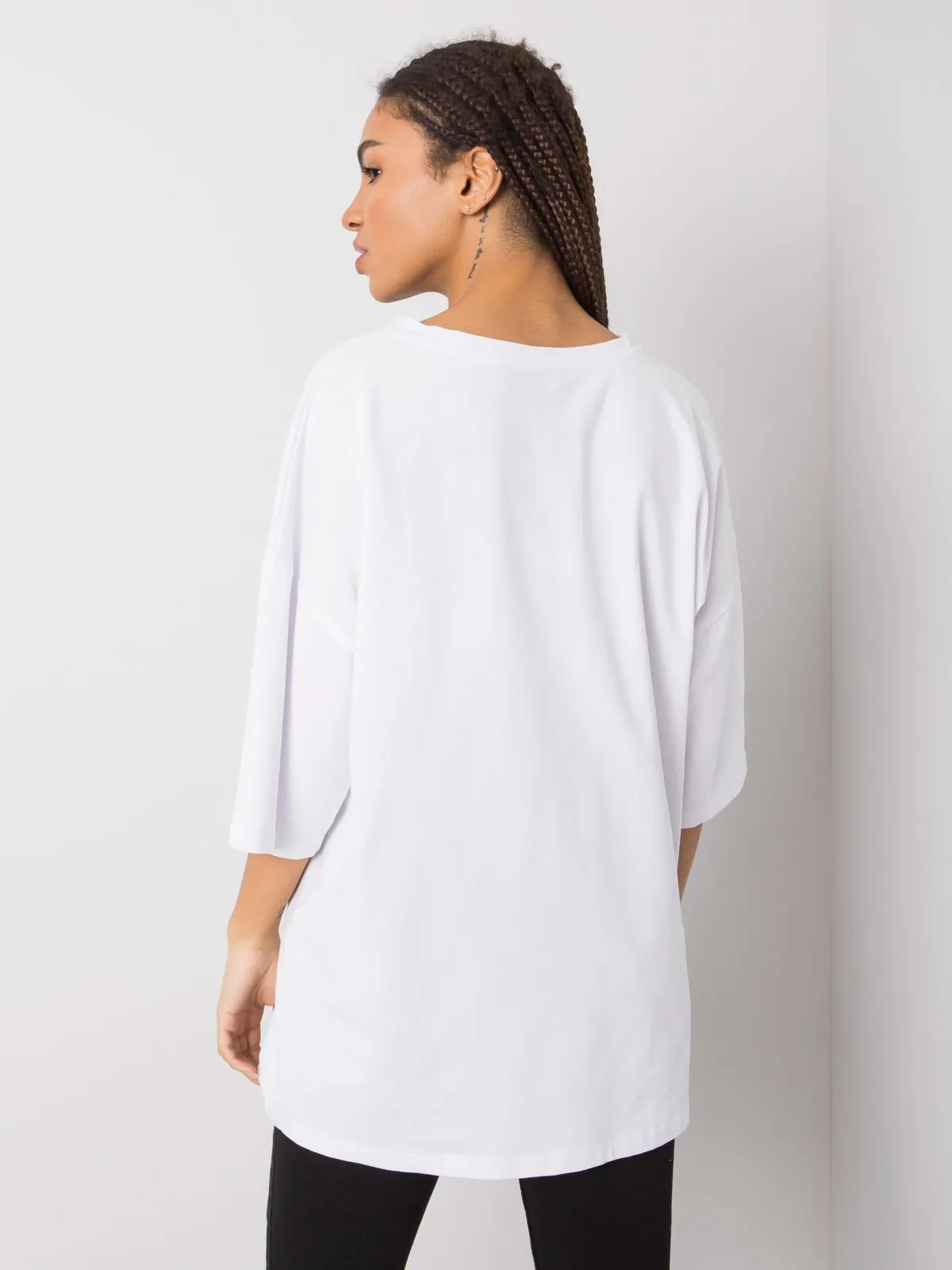 RUE PARIS Biały t-shirt z printem - zdjęcie 4