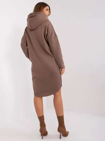 Długa bluza oversize z kapturem i suwakiem
