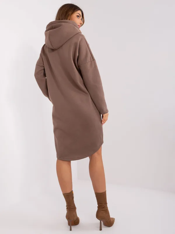Długa bluza oversize z kapturem i suwakiem
