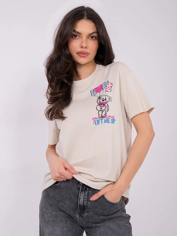 Casualowy T-shirt oversize z graficznym motywem misia