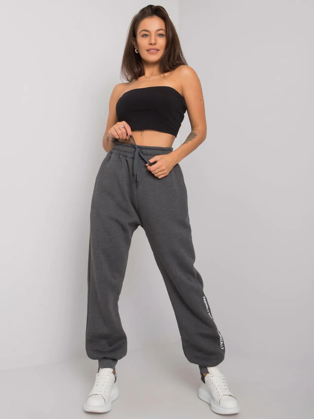 Casualowe spodnie dresowe z wysokim stanem - zdjęcie 1