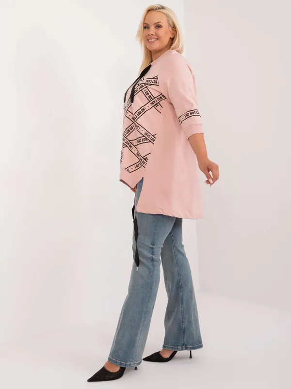 Casualowa tunika oversize z nadrukiem i kapturem - widok 2