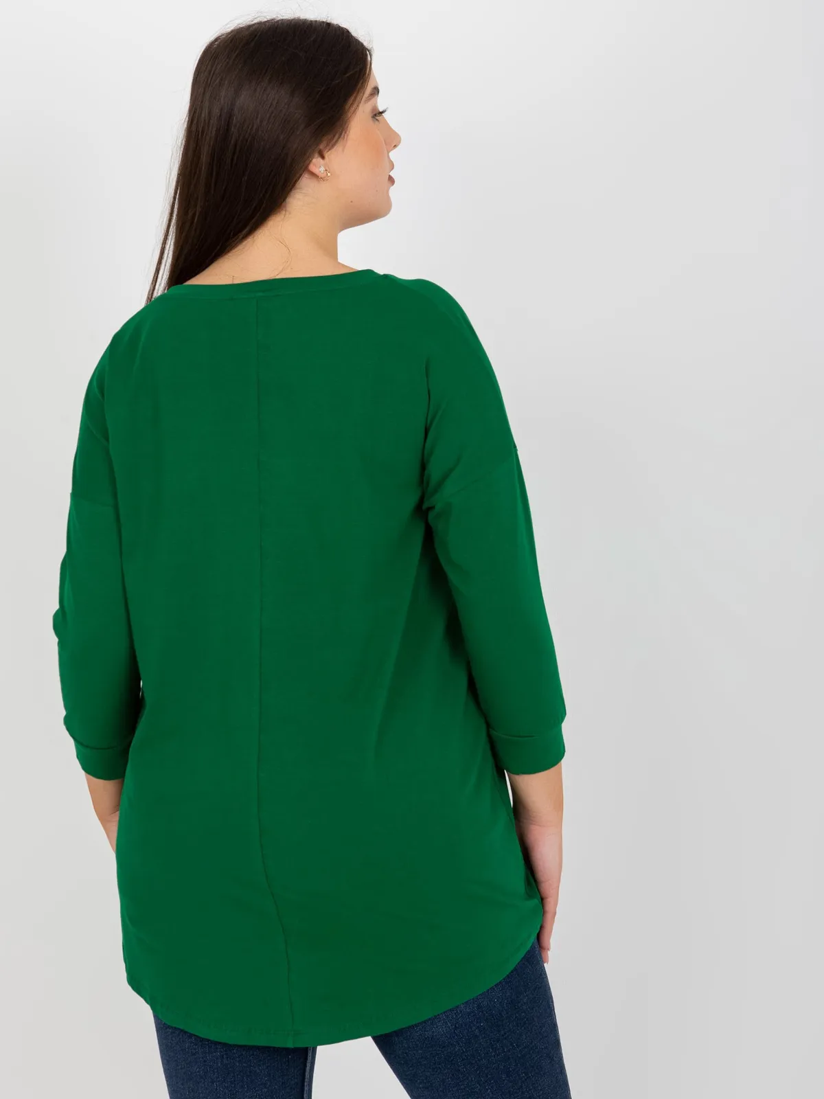 Śliwkowa bluzka plus size z rękawem 3/4 - zdjęcie 2