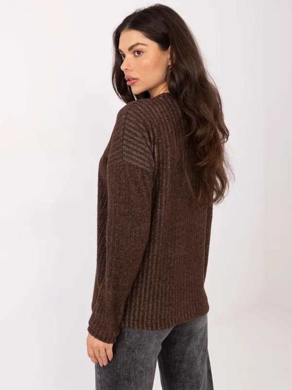 Casualowy sweter w prążki o kroju oversize - widok 2