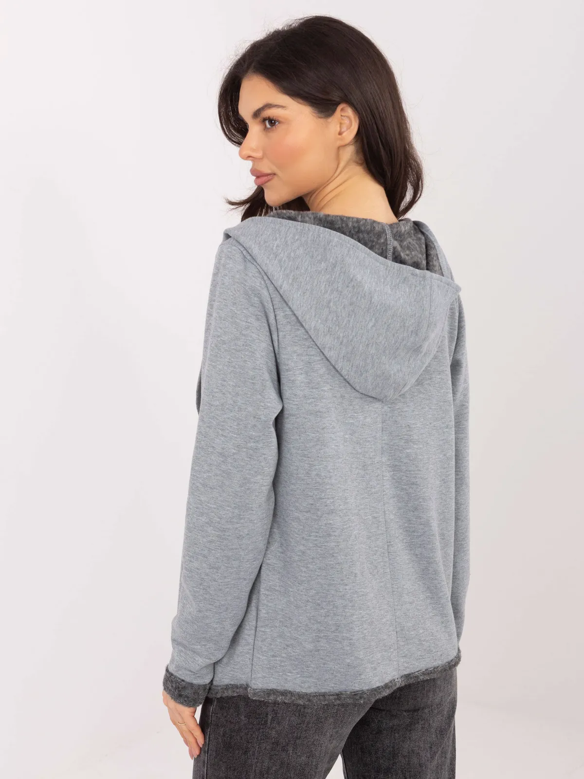 Rozpinana bluza z kapturem o luźnym kroju - zdjęcie 1