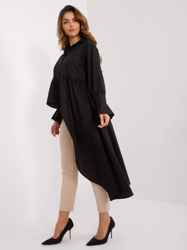 Asymetryczna koszula z falbanami i wydłużonym tyłem - widok 2