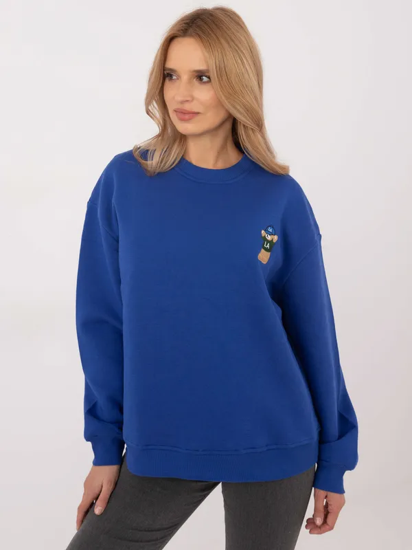 Bluza oversize z haftowaną aplikacją misia - widok 2
