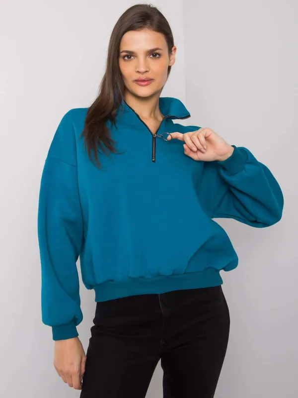 Oversize’owa bluza z kołnierzem zapinanym na suwak