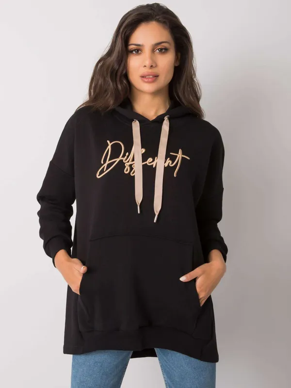 Khaki bawełniana bluza z kapturem - widok 2