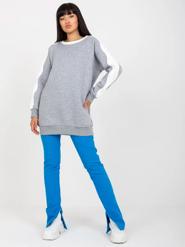 Biało-beżowa dresowa bluza basic o kroju oversize RUE PARIS