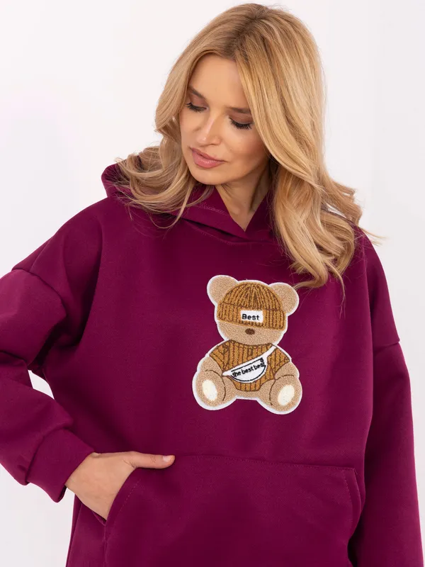 Wygodna bluza z kapturem i stylowym misiem - widok 2