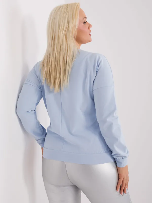 Casualowa bluza z okrągłym dekoltem i ściągaczami