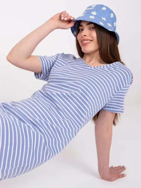 Casualowa sukienka mini w paski z dekoltem
