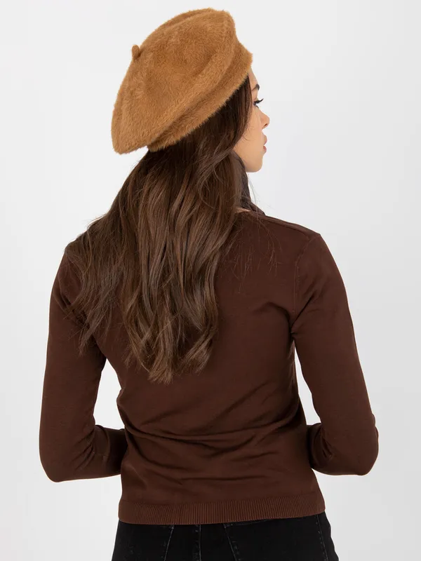 Camelowa damska czapka zimowa beret - widok 2