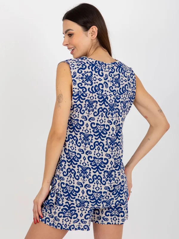 Różowa boho bluzka we wzory bez rękawów FRESH MADE - widok 2