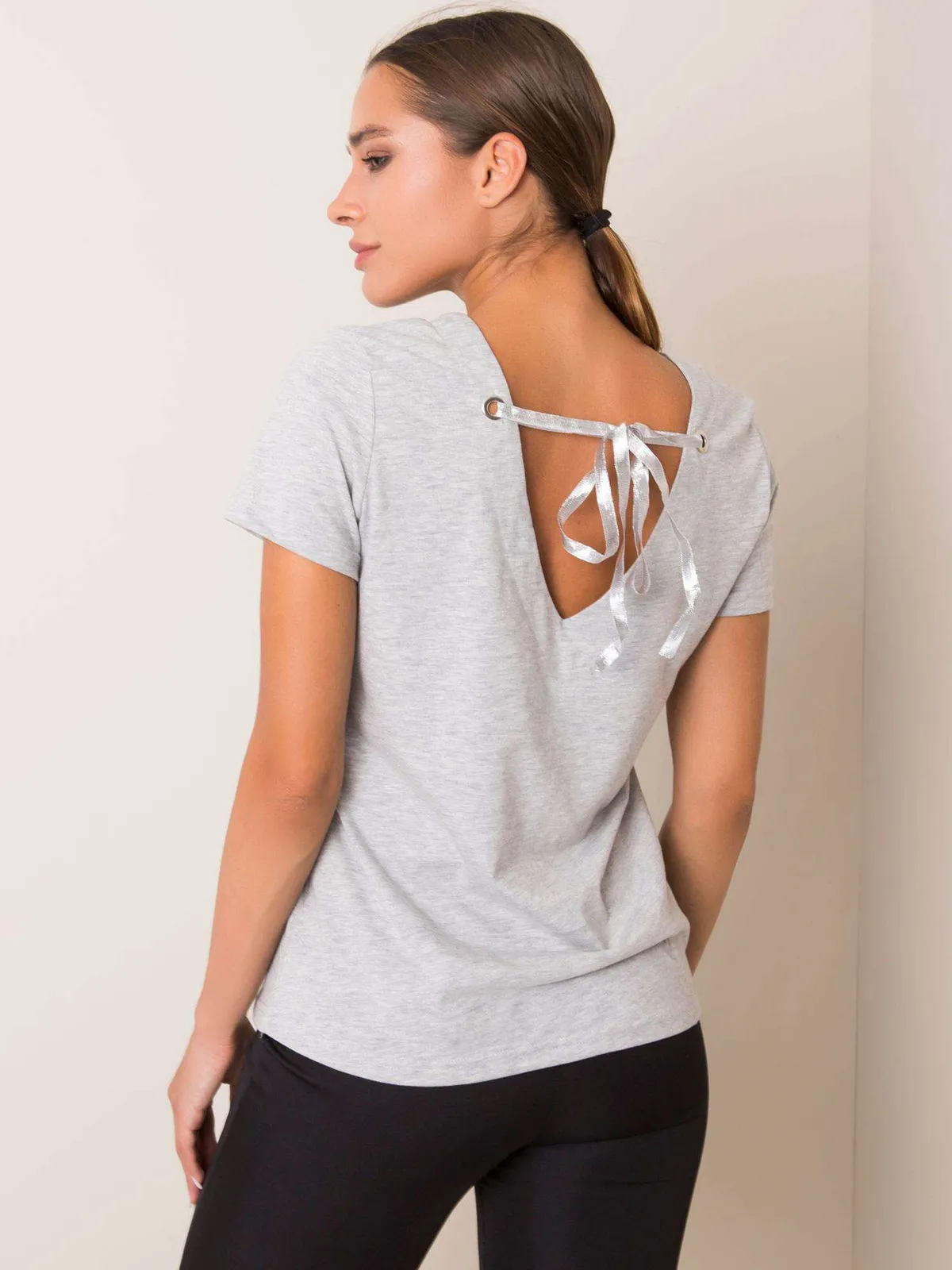 FOR FITNESS Szary t-shirt damski - zdjęcie 2