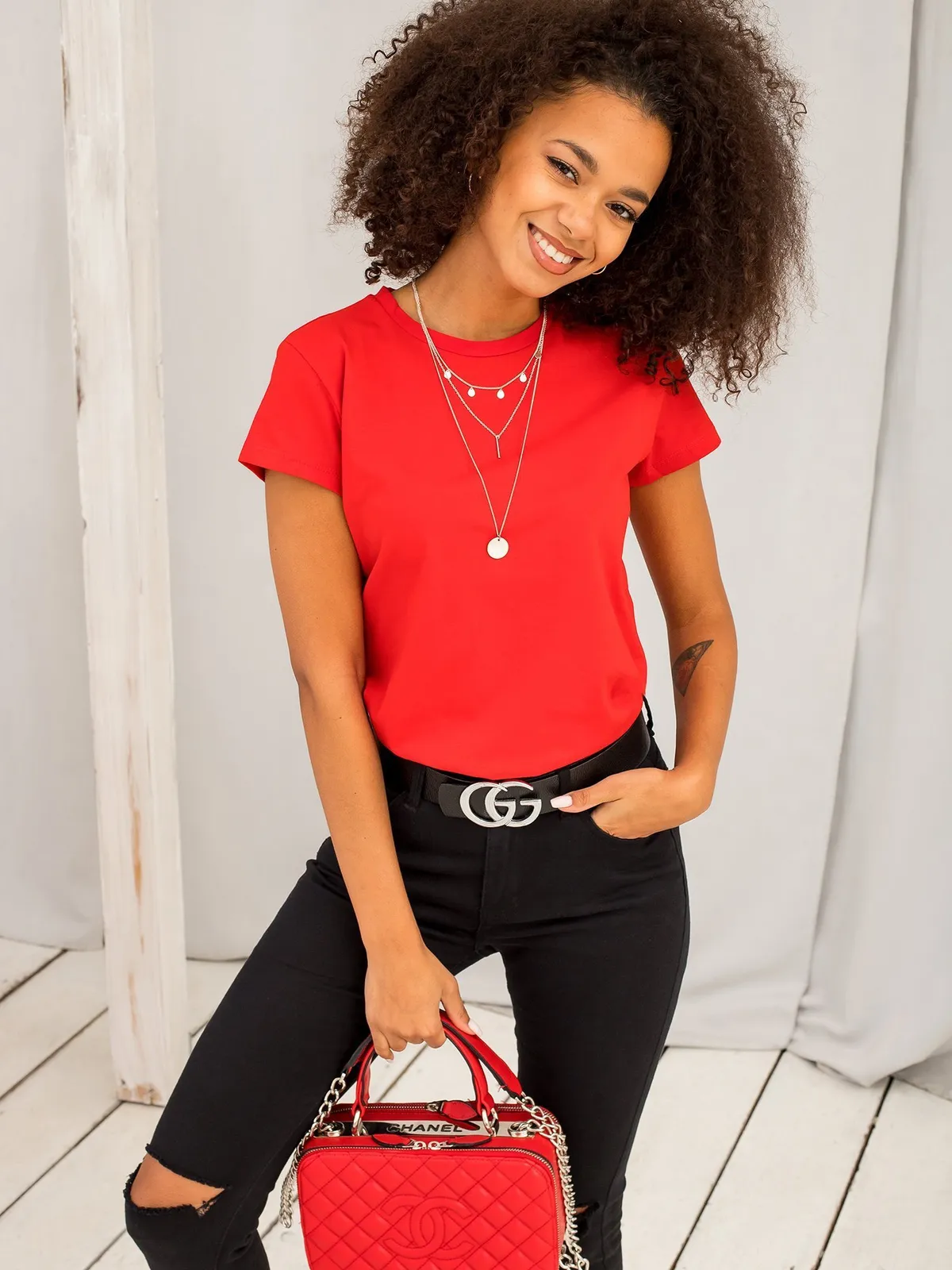 Czerwony t-shirt Peachy - zdjęcie 15