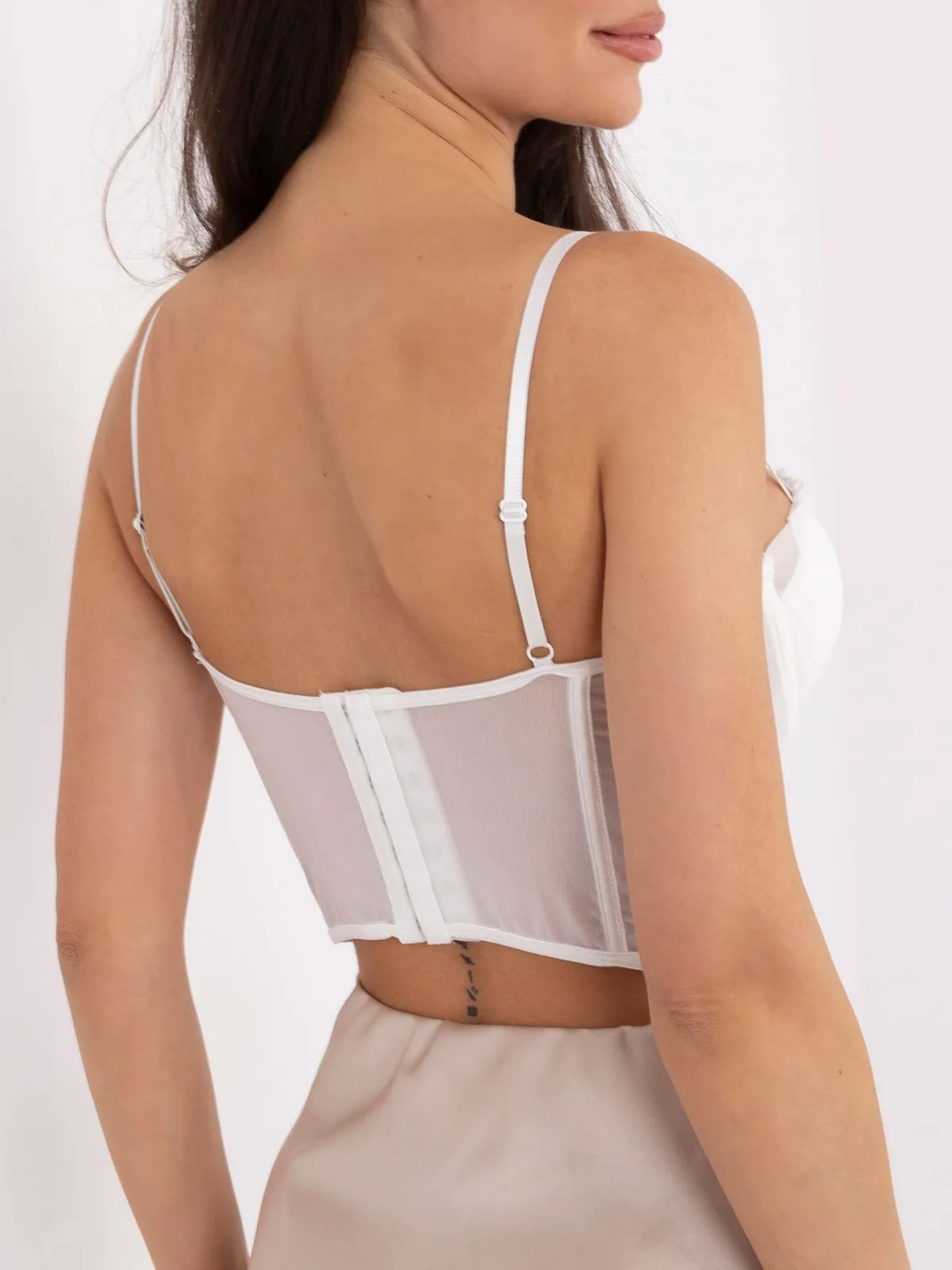 Krótki gorsetowy top z usztywnianymi miseczkami - zdjęcie 1