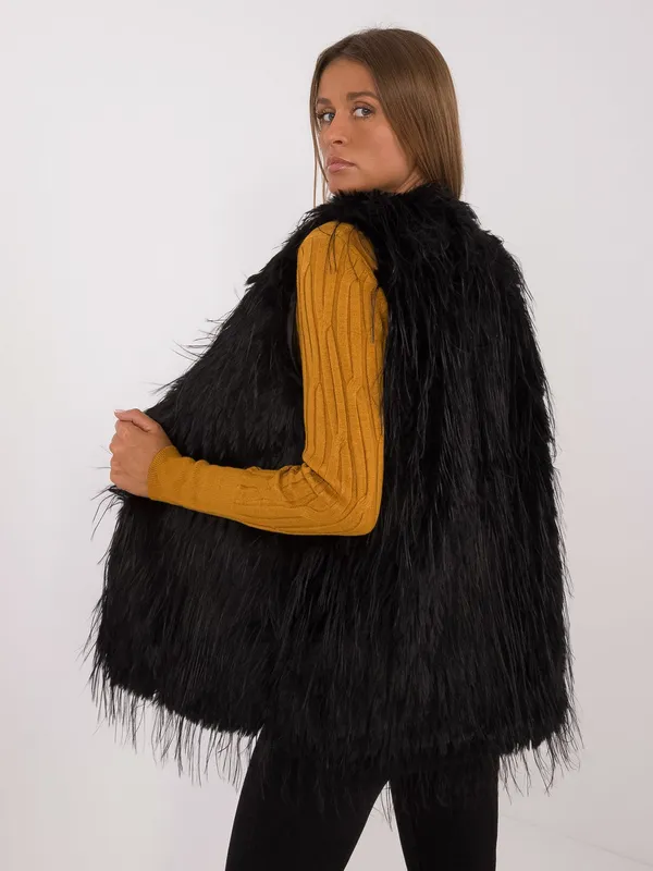Puszysta kamizelka o kroju oversize w stylu glamour - widok 2