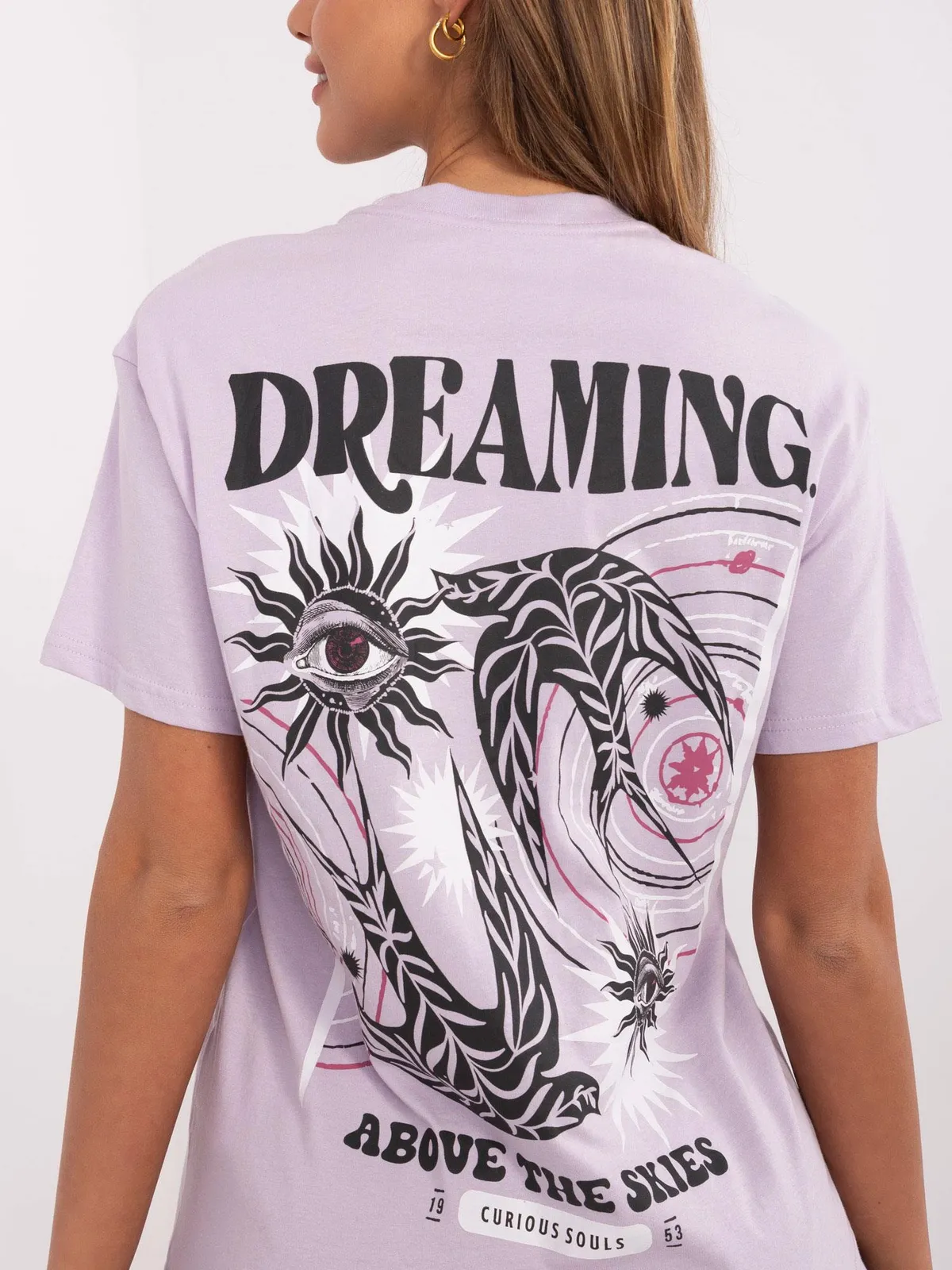 T-shirt oversize z graficznym nadrukiem w stylu retro - zdjęcie 4