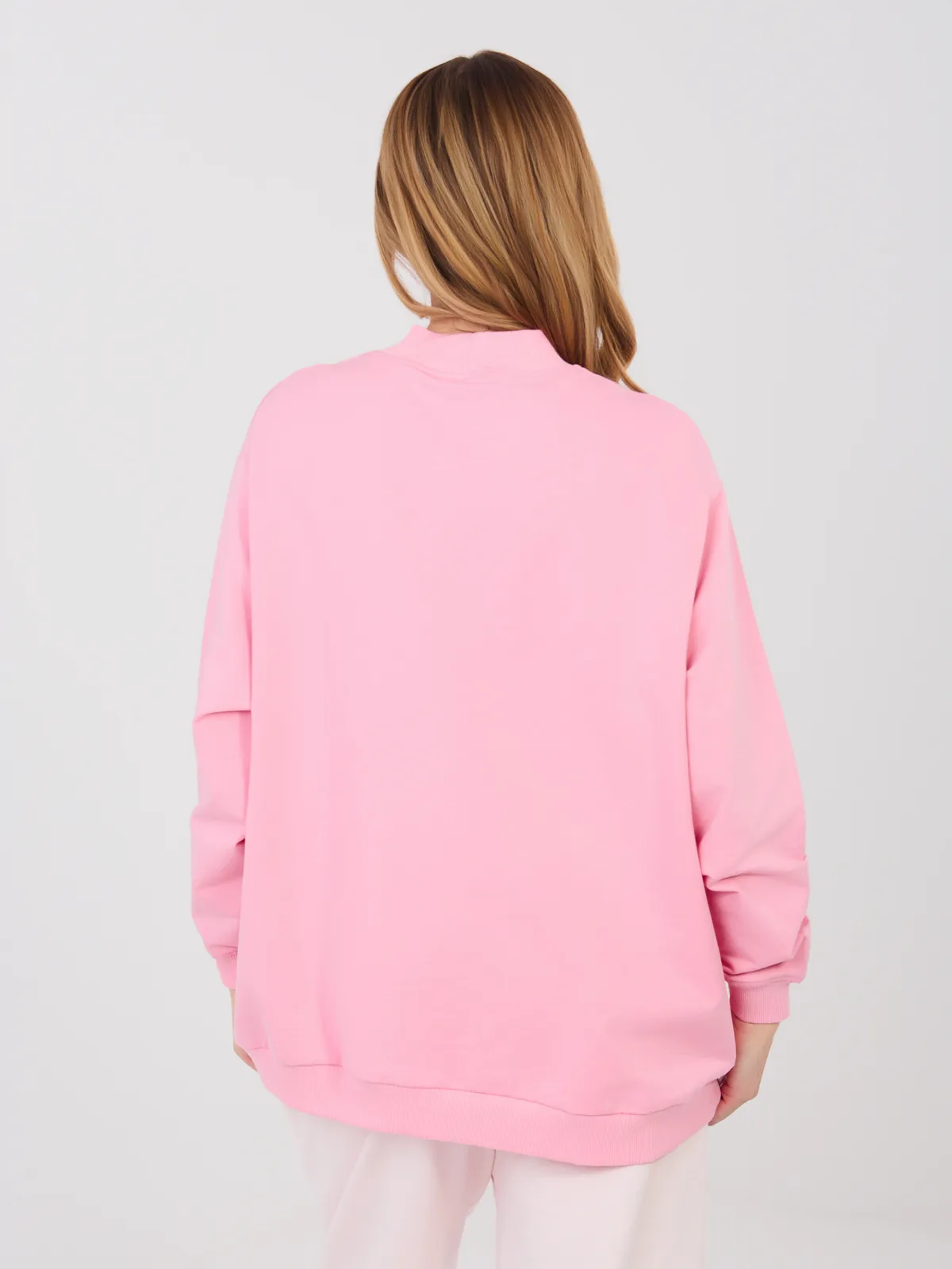 Brudnoróżowa bawełniana bluza basic - zdjęcie 2