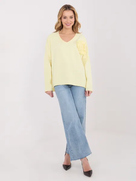 Casualowa bluzka oversize z dekoracyjną różą 3D