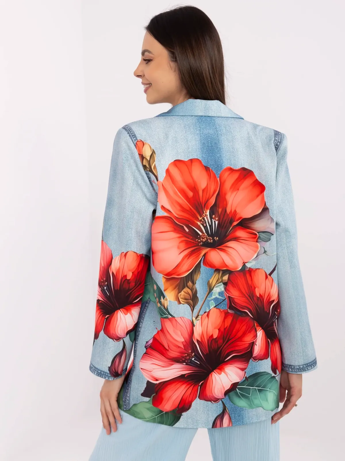 Casualowa marynarka oversize z wyrazistym motywem kwiatowym - zdjęcie 1
