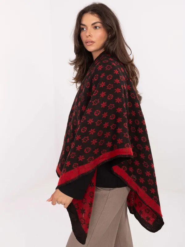 Oversize'owe ponczo z geometrycznym wzorem w stylu boho - widok 2
