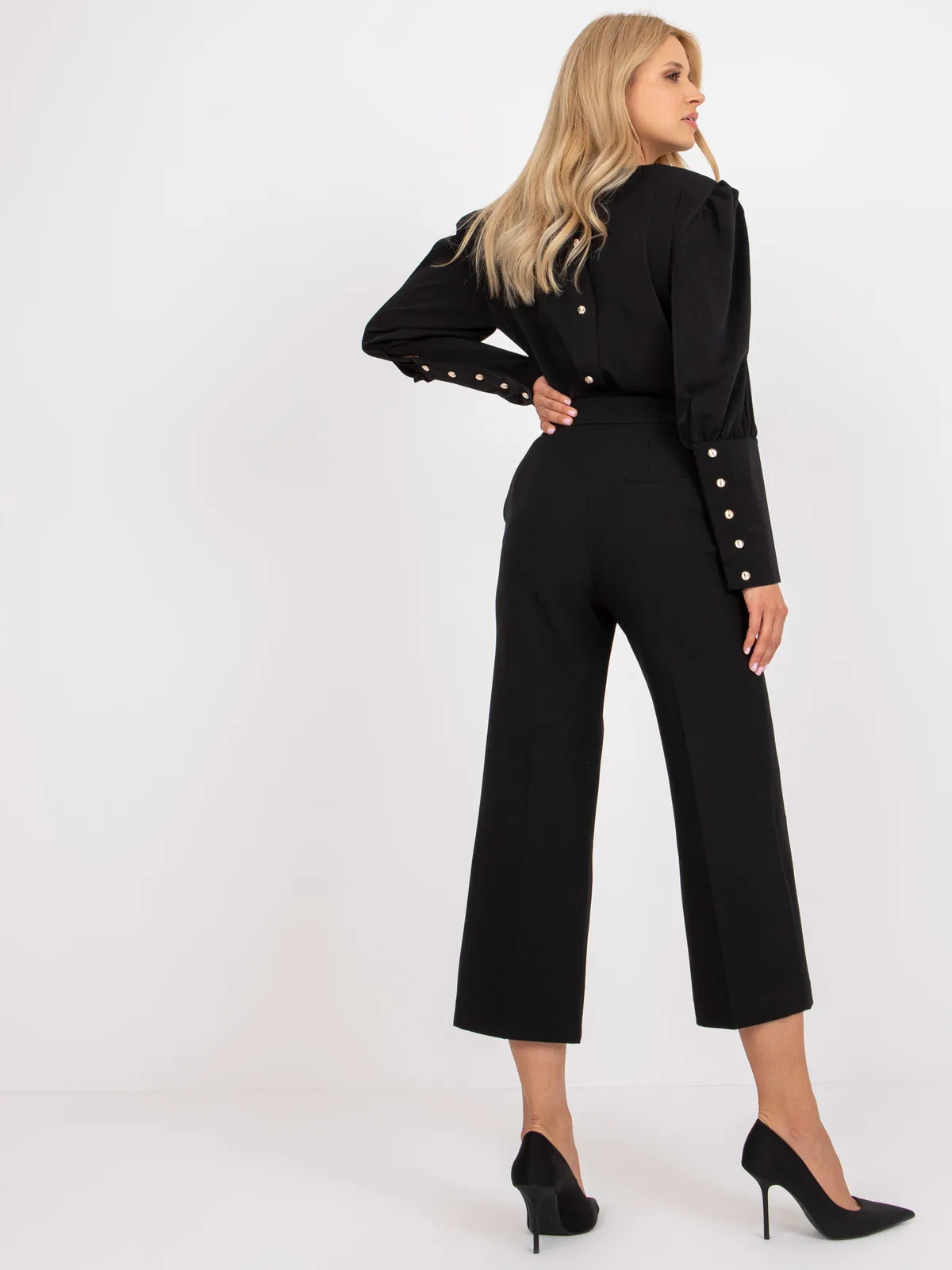 Eleganckie spodnie cygaretki z wysokim stanem - zdjęcie 1