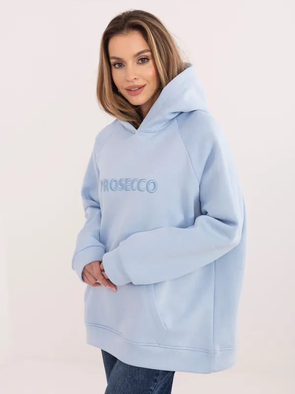 Bluza oversize z kapturem i haftowanym napisem - widok 2