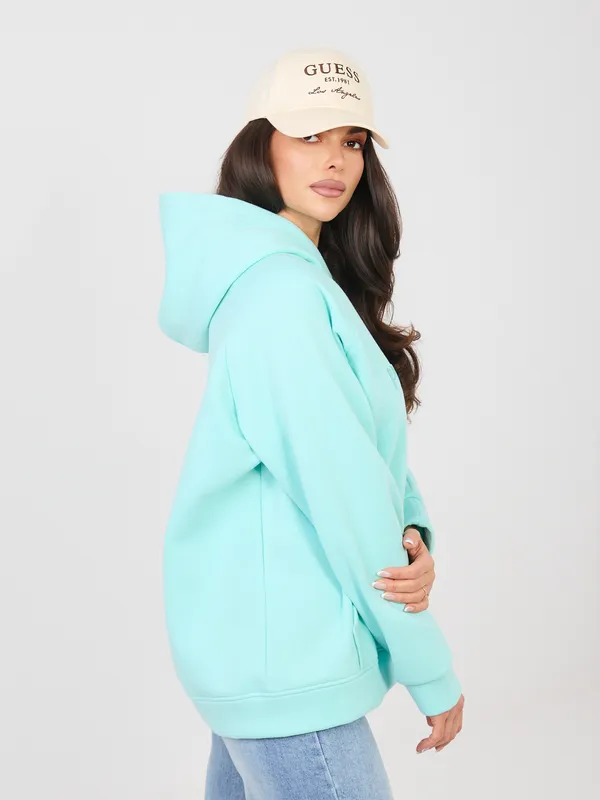 Bluza oversize z kapturem i haftowanym napisem - widok 2