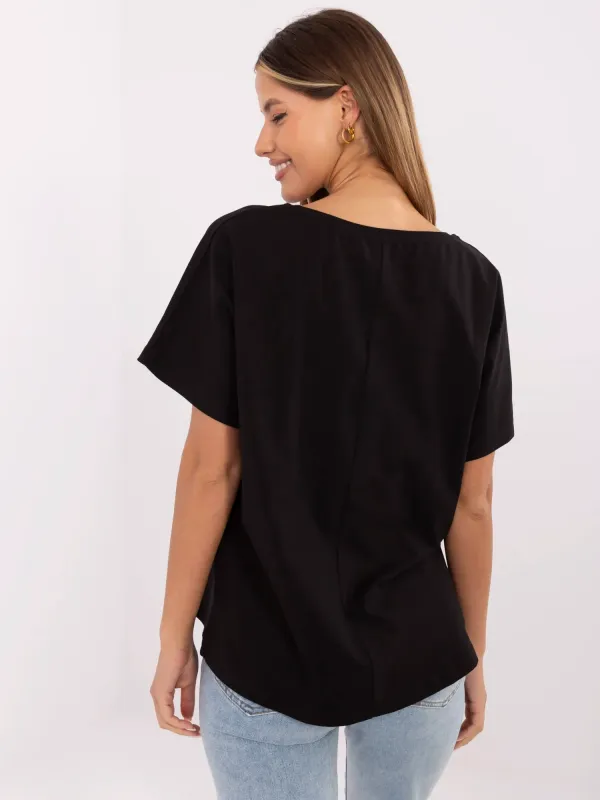 T-shirt oversize z nadrukiem w stylu college - widok 2