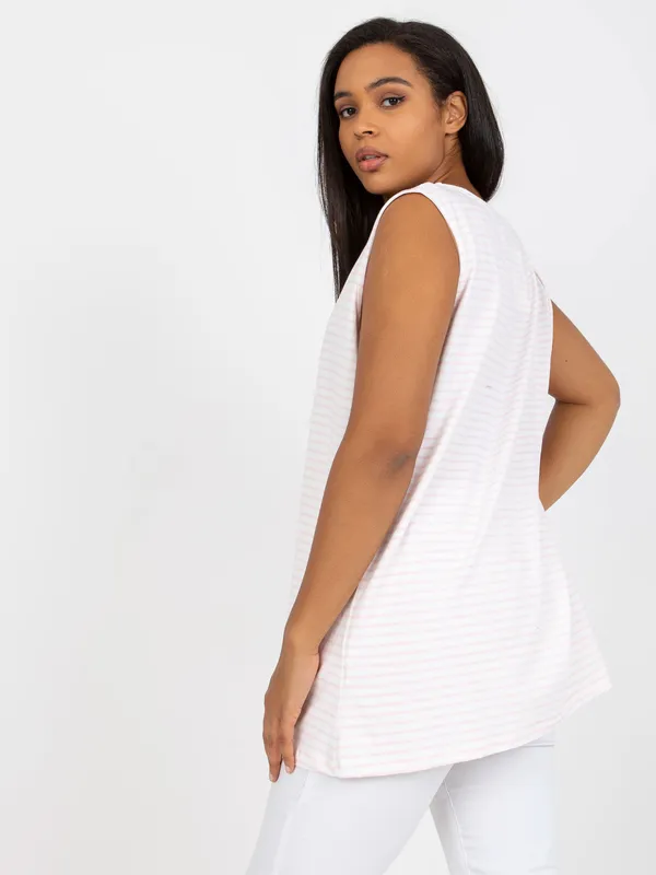 Biało-różowy top plus size bawełniany - widok 2