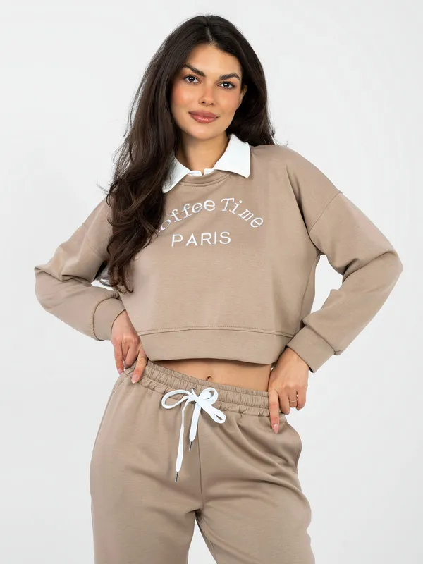 Krótka bluza oversize z kołnierzykiem w stylu preppy - widok 2