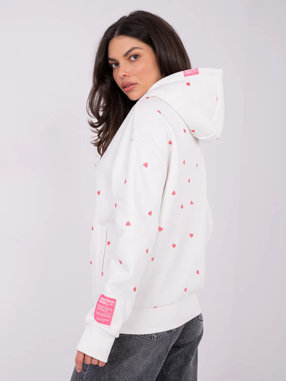 Casualowa bluza oversize z nadrukiem serc - zdjęcie 1