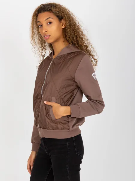 Khaki pikowana bluza bomberka z kapturem RUE PARIS