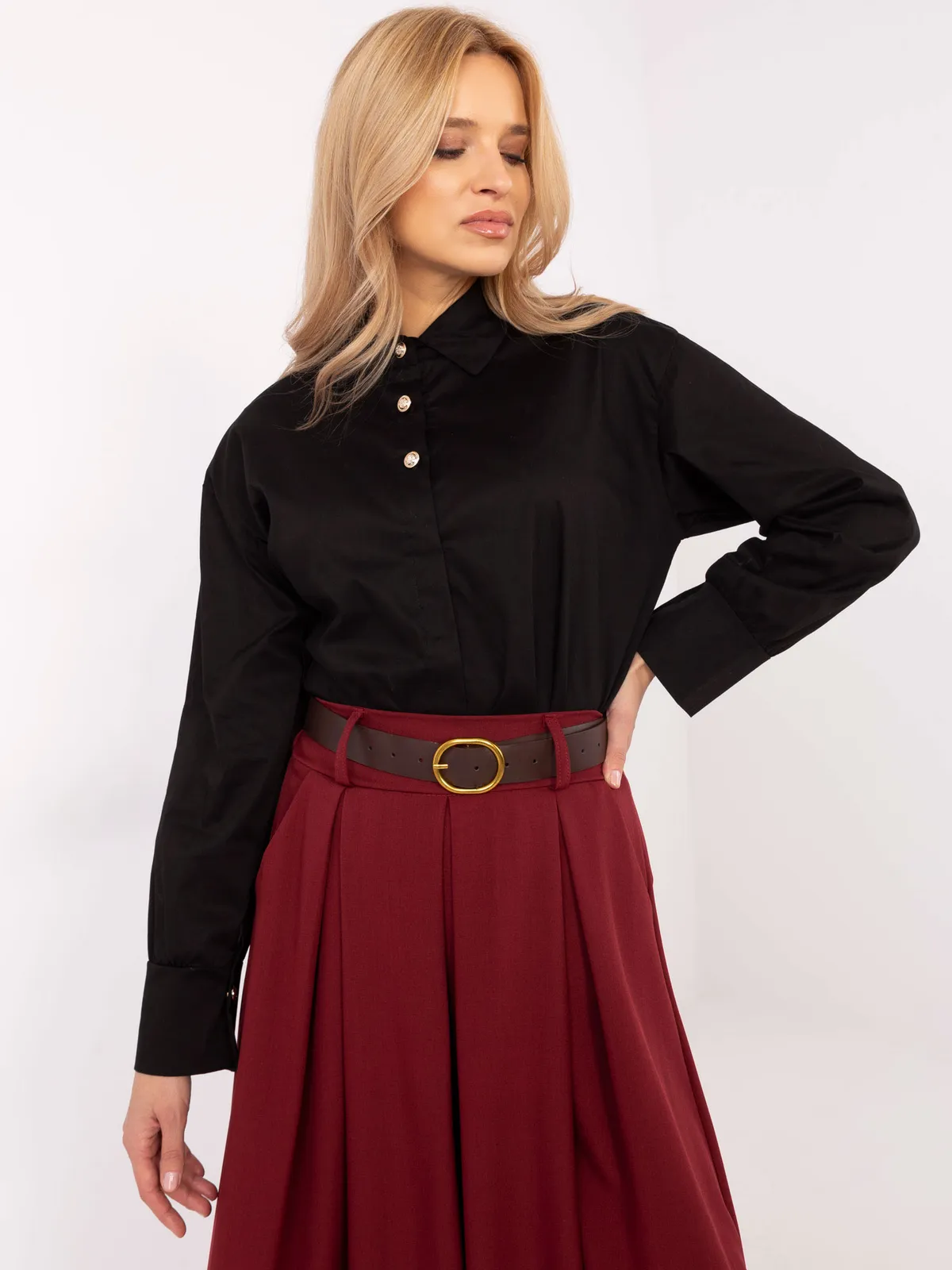 Klasyczna koszula o kroju oversize z mankietami - zdjęcie 1